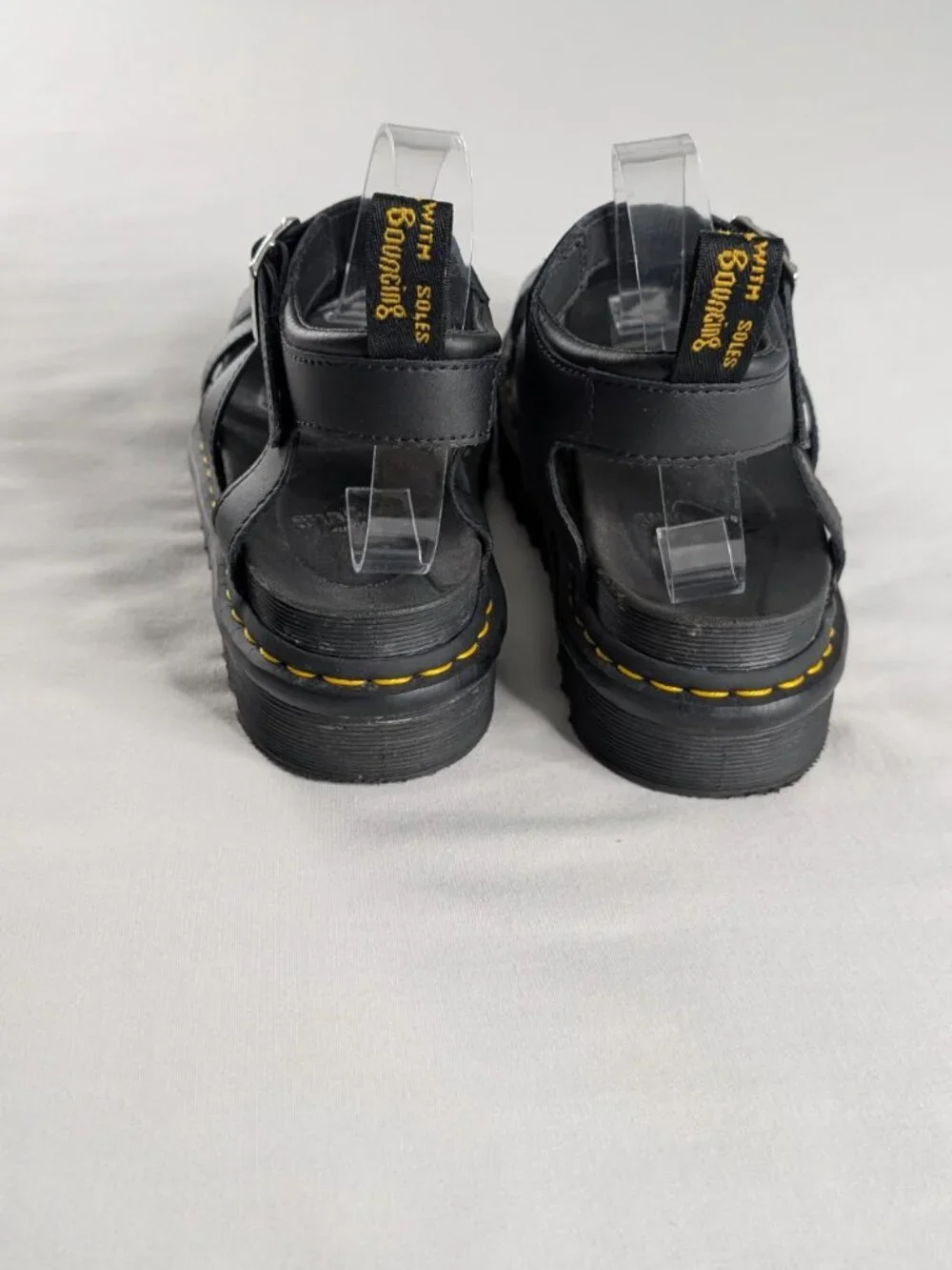 Dr. Martens Black Leather Platform Buckle Three Strap Chunky Sandals Blaire - Picture 6 of 8